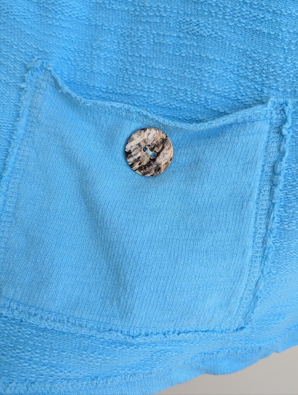 Color Me Cotton Medium C.M.C. Bright Blue Long Sleeve Shirt Top Button Pocket - Picture 4 of 12